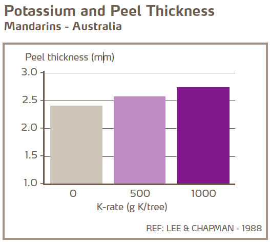 Potassium et épaisseur de l'écorce - Mandarines