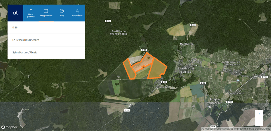 Prise de vue satellitaire dans l’environnement Atfarm de Yara