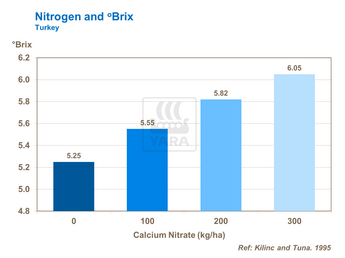 Graphique sur teneur en azote et échelle de brix