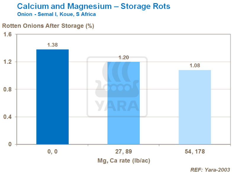 Liens entre pourritures de stockage et calcium et magnésium